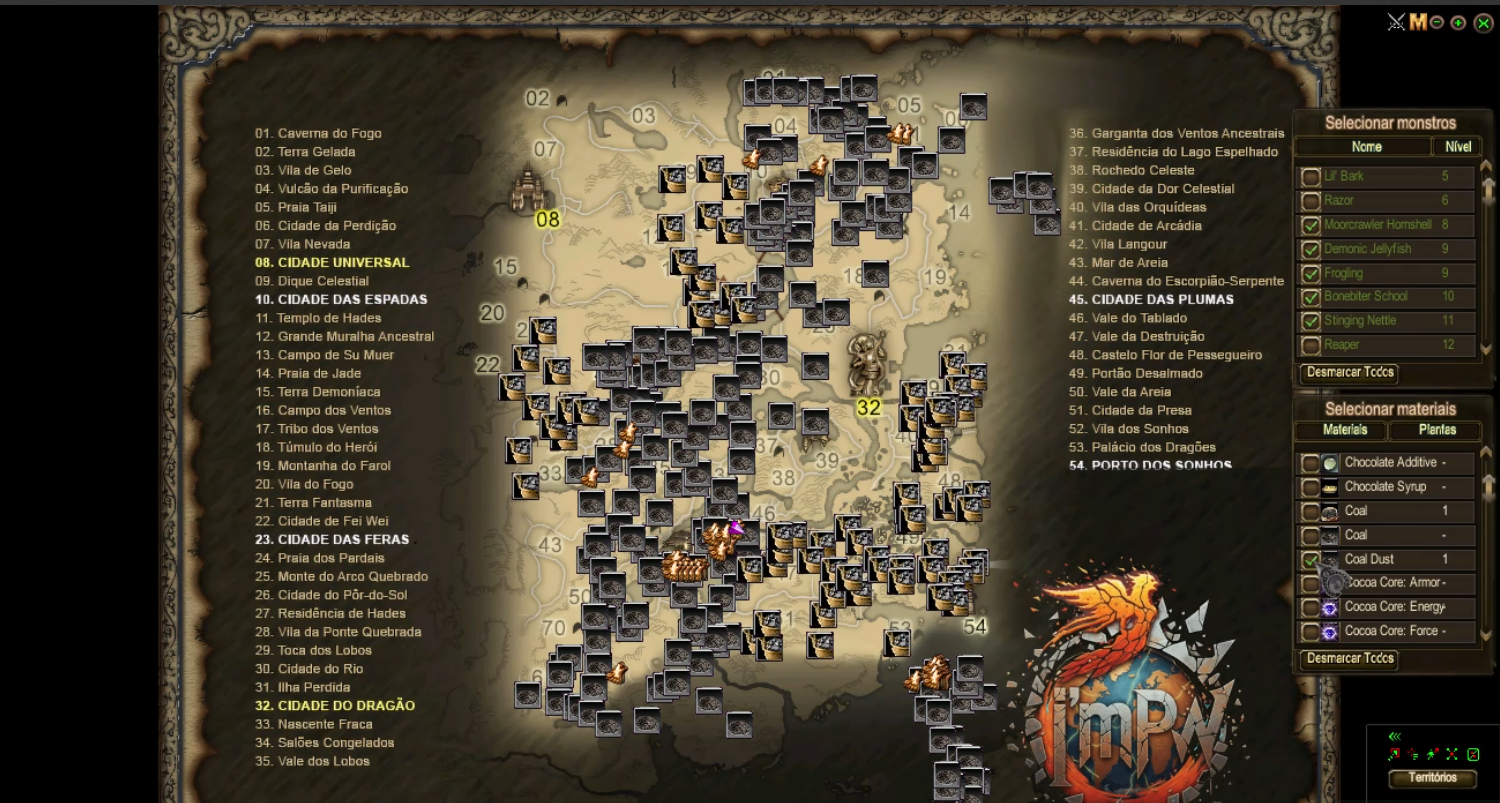 Localização de Materiais e Monstros